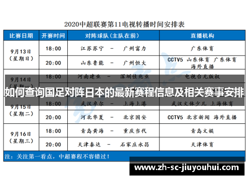如何查询国足对阵日本的最新赛程信息及相关赛事安排 如何查询国足对阵日本的最新赛程信息及相关赛事安排