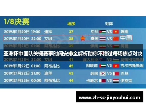 亚洲杯中国队关键赛事时间安排全解析助你不错过每场焦点对决